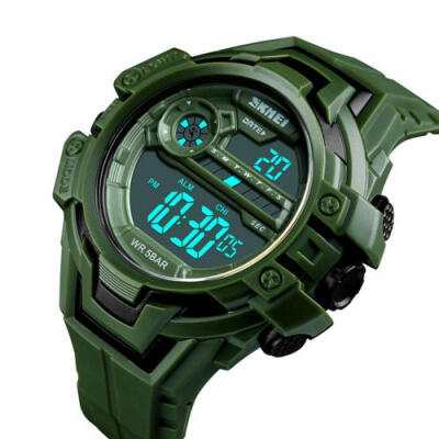 

SKMEI Mens Waterproof Sport Army Alarm Date Analog Digital Black Wrist Watch SH