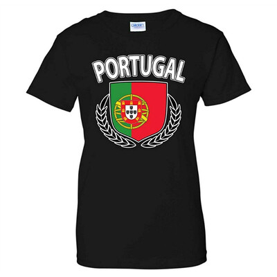 

Portugal Flag Crest Olive Wreath Laurel Womens T-Shirt