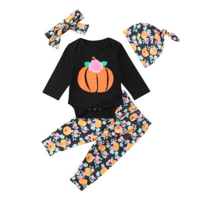 

4pcs Newborn Baby Boy Girl Halloween Clothes Jumpsuit Romper Pants Outfits 0-24M