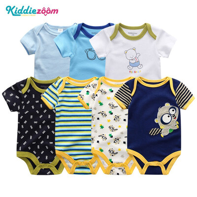 

7PCSLot Print Cartoon Baby Girls Clothes Bodysuits Clothing Sets Baby Boy Clothes Cotton Newborn Rompers Short Sleeve Babywear