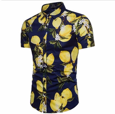 

2018 Brand New Summer Holiday Mens Floral Print Shirts Tops Casual Short Sleeve Hawaiian Style Beachwear Shirt