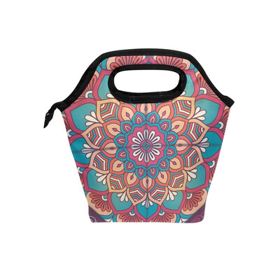 

Lunch Tote Bag Bohemia Graphics Travel Picnic Insulated Lunch Handbags Portable Zipper Lunch Bag Box