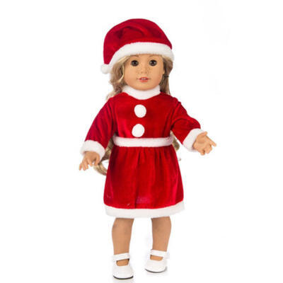 

AU Christmas Dress Hat Shawl Clothes Set for 18 Inch Doll Kids Toys