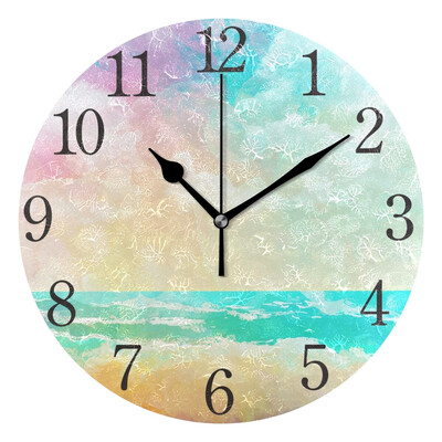 

Wall Clock Arabic Numerals Design Colorful Sea Round