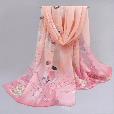

New Fashion Womens Chiffon Colorful Printed Sweet Cartoon Cat Kitten Scarf Graffiti Style Shawl Girls Christmas Gift