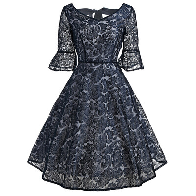 

Bell Sleeve Bowknot Lace Dress