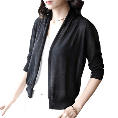 

Silk knitwear jacket 2019 spring&summer new shawl loose slimming silk sunscreen air conditioning shirt autumn ladies shirt