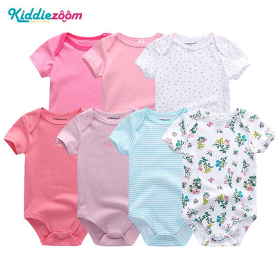 

7PCSLot Print Cartoon Baby Girls Clothes Bodysuits Clothing Sets Baby Boy Clothes Cotton Newborn Rompers Short Sleeve Babywear
