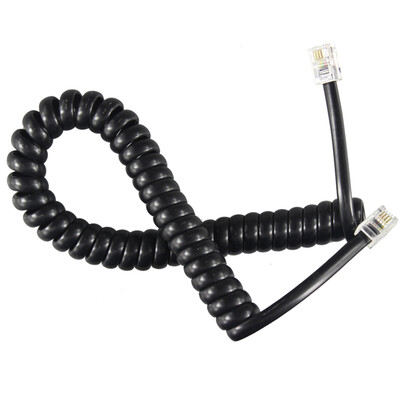 

Haile HT-101H-18M telephone line reel basephone handset microphone connection handle spring curve 4P4C plug straight up 18 m black