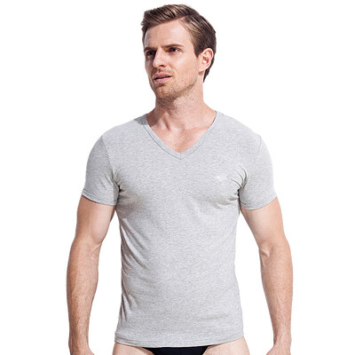 

[Jingdong Supermarket] seven wolves men's pure color cotton short-sleeved T-shirt V-neck bottom shirt summer sports 98714 white XXL