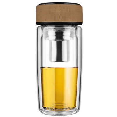 

Vientiane WANXIANG V16 255ML double heat-resistant creative glass business men&women with filter cups fashion portable round belly cup card yellow