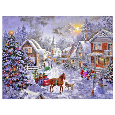 

UpperX 5D DIY Diamond Painting Full Square Drill Christmas Hut Embroidery for Wall Decoration 12X16 inches