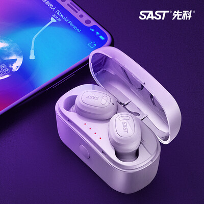 

SAST wireless Bluetooth headset T6 white business mini headset in-ear stealth sports binaural stereo noise reduction earphones Apple Android mobile phone universal