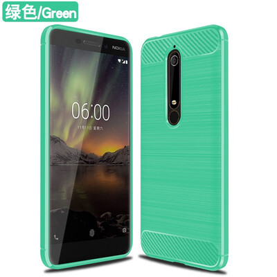 

Fivice Nokia 6 2018 case Brushed carbon fiber silicone anti-fall soft shell phone case