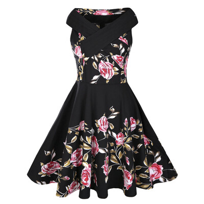 

Rose Print 50s Sleeveless Dress