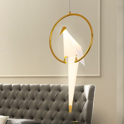

Baycheer HL487628 1 Light Gold Paper Crane Hoops LED Chandelier