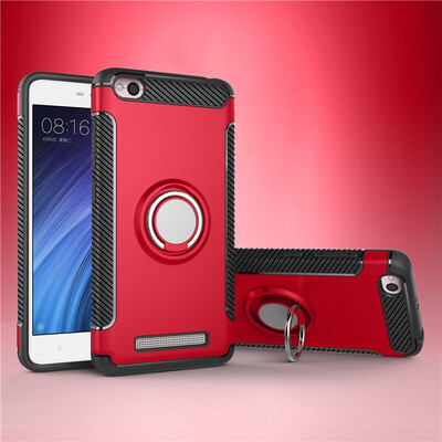 

Fivice Xiaomi Redmi 4A case PC metal ring shell magnetic car bracket TPU phone case