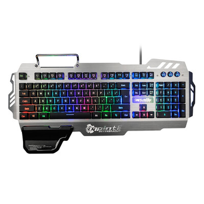 

Wired Rainbow Backlight Gaming Keyboard with Phone holder&Ergonomic Wrist Rest Multimedia Control keyboard for Windows Mac
