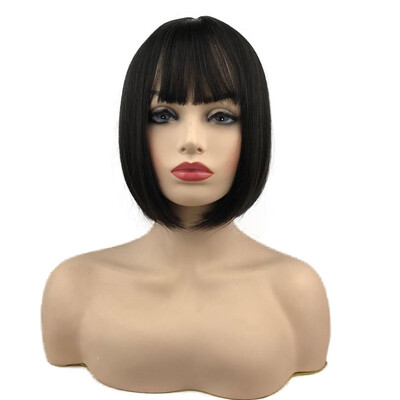 

StrongBeauty Short BrownBlackLight Purple Straight Bob Wigs Pixie Cut Wigs Paula Young Wig