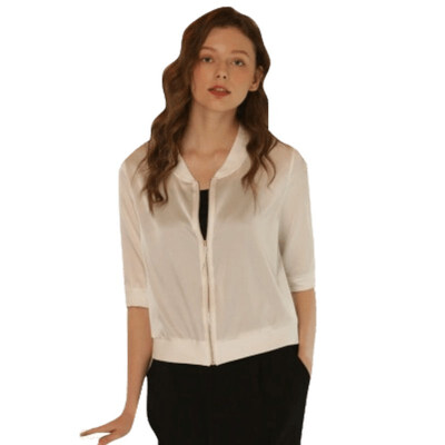 

Silk sunscreen jacket 2019 spring&summer fashion silk embroidery printing slim slimming solid color casual business large size autumn ladies coat shirt