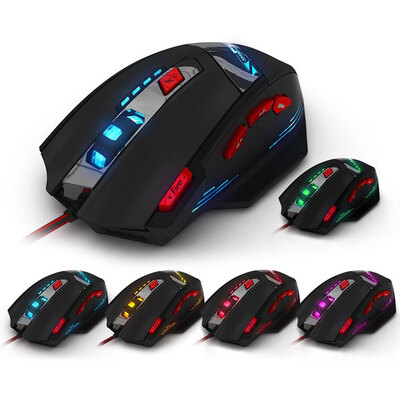 

Зелот T90 8 Key Проводная USB оптическая мышь игры 9200 DPI с светодиодной подсветкой
