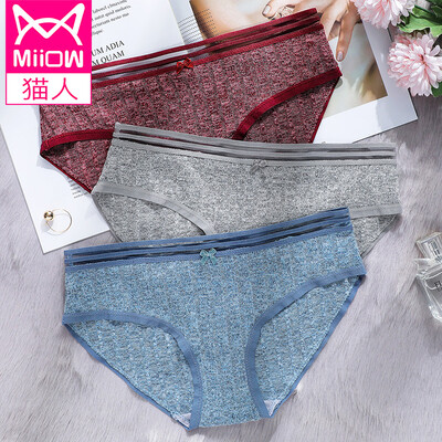 

Cat people 3 loaded womens underwear womens solid color cotton comfortable breathable bow sexy temptation no trace ladies triangle underwear gray gray blue jujube M