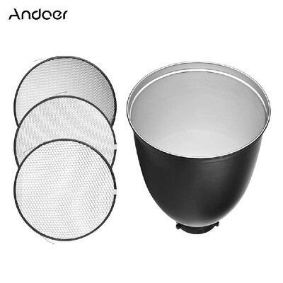 

Andoer 45 Degree 11-Inch Bowens -Type Mount Reflector Diffuser Shade Lamp Shade with 20¡ã 40¡ã 60¡ã Honeycomb Grid for Bowens Mou