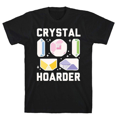 

Crystal Hoarder White Print Black Mens Cotton Tee