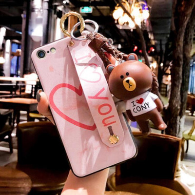 

For iPhone6S Phone Cases 2018 new Arrival Fashion Covers Soft TPU With Wristband Kickstand Hand rope Small Bear case