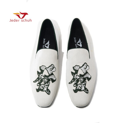 

Jeder schuh men shoes Chinese Mahjong embroidery design mens casual shoes smoking slippers Fashion collocation loafers