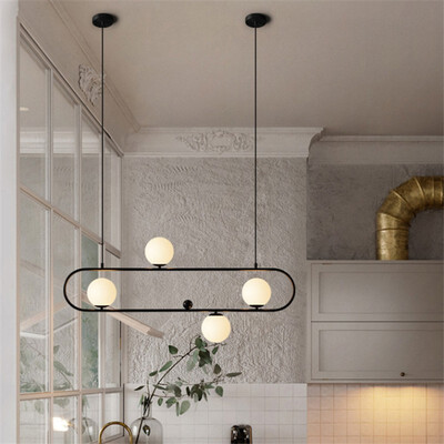 

Baycheer HL487602 Unique Lightings 3543" Long Frosted Globe LED Chandelier 4 Light with Metal Frame in Black