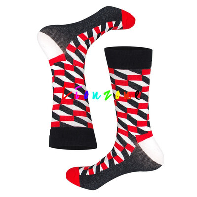 

LIONZONE Thickening Warm Winter Cotton Socks Men Unisex Coloured Rhombus lattices Leisure Trend Crew Socks Funny Lovers Gift