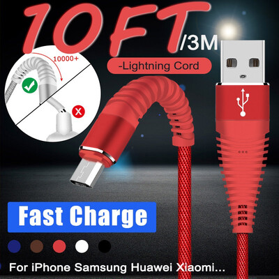 

33FT Mermaid Braided Lightning Micro USB Type C USB Cable