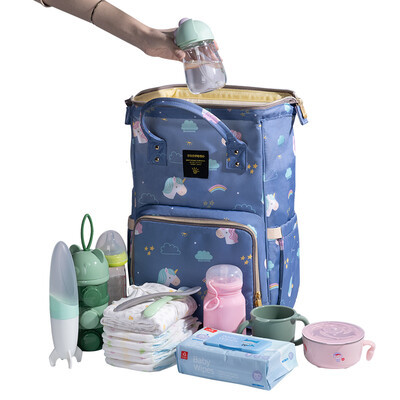 

Sanmei infant SUNVENO shoulder Mummy bag large capacity multi-function mother expectant package maternal baby out fashion iron mouth back milk bag Tianma starry sky