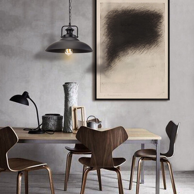 

Baycheer HL479005 Industrial Textured Black 36CM Hanging Pendant Light