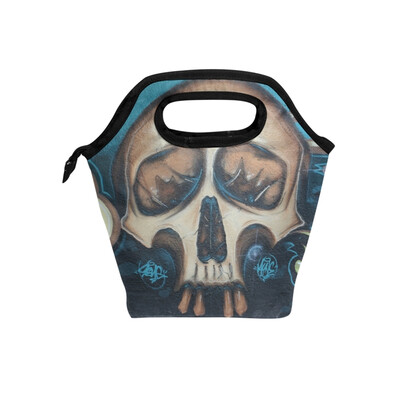 

Insulated Lunch Tote Bag Dark Skull Travel Picnic Lunch Handbags Portable Zipper Lunch Bag Box