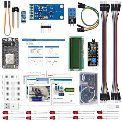 

IDEASPARK ESP8266 Smart Flower Pot Kits with DHT11 Temperature&Humidity Sensor BH1750FVI Light Sensor Soil Moisture Sensor for