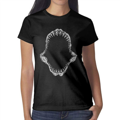 

Sharks Teeth Shark Party Womens Black t Shirts Novelty Womens Cotton tee Shirt