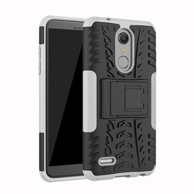 

Fivice LG K10 2018 Case TPU anti-fall tire pattern back clip bracket phone case
