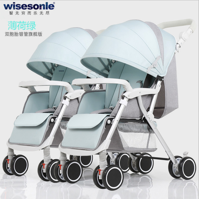 

Twin baby strollers can be split&folded light shock absorbers can be reclined in a baby stroller twin tube white tube silver t