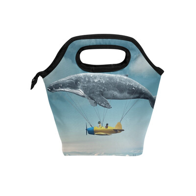 

Insulated Lunch Tote Bag Fish Planet Travel Picnic Lunch Handbags Portable Zipper Lunch Bag Box