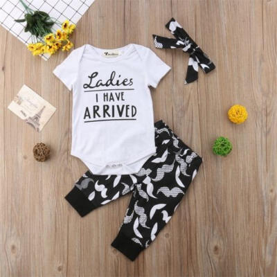 

Newborn Baby Girl Tops Romper Long Pants Leggings Headband Outfits Clothes