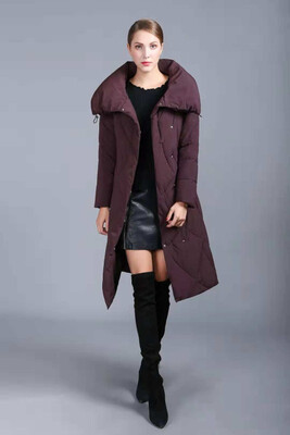 

Autumn&winter new high-end female decoration body large lapel over the knee long section 90 white duck down womens down jacke