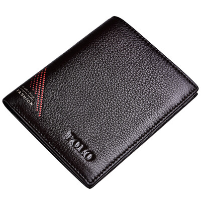 

POLO men's fashion simple money chuck first layer of leather short wallet 020582 coffee color vertical section