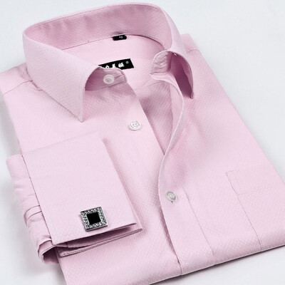 

Men's casual long-sleeved dress shirt solid color