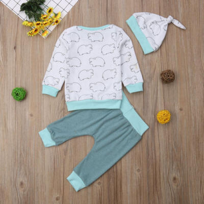 

Toddler Baby Boys Girls Hippos Tops T-shirt Pants Leggings Hat Outfits Clothes