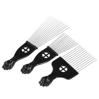 

3Pcs Metal Afro Comb African American Pick Comb Hair Brush Hairdressing Styling Tool Black Fist
