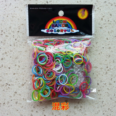 

Three SEMBEM rainbow hair about 100 portable multi-color high elastic stretch rubber band elasticity easy to break