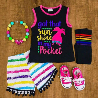 

2pcs Toddler Baby Girl Outfit Clothes Romper T-shirt TopStripe Pants Outfit Set