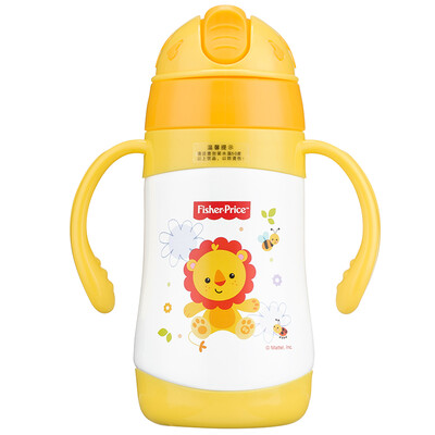 

Fisher-Price cups cigarettes cigarettes cups men and women baby double handle stainless steel cups 300ML yellow